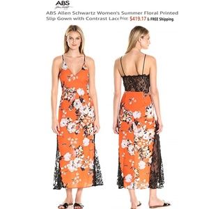ABS Allen Schwartz Floral Printed Slip Gown Lace